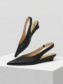 MOTF PREMIUM WOMEN POINT TOE SLINGBACK PUMPS, FOR VALENTINE'S DAY, SPRING SHOES, SPRING BREAK EASTER PROM HEELS FOR CHRISTMAS SPRING SHOES - Graphite Black - View 4