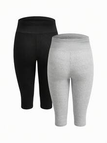 Modmama Maternity Solid Color Adjustable Waist Casual Capri Leggings - Multicolor - View 2