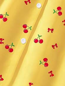 SHEIN Elladie kids 女童夏季新款时尚Polo领露背吊带束腰甜美度假风连衣裙，少女正式礼服 - 黃色 - 查看 5