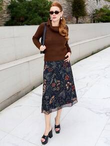 Gretanique Women's Dark Gothic Style Bat, Skull, Moon, Pumpkin Print A-Line Punk Mini Skirt - Multicolor - View 1