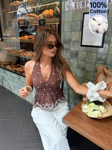 Serisse Áo quây hở lưng thêu họa tiết phong cách thường ngày cho kỳ nghỉ - Nhiều màu - Xem 6