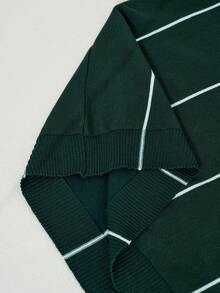 RONVEXI Men's Casual Colorblock Striped Short Sleeve Knit Top, Spring/Summer Men Knit Polo Green Polo For Men Green And White Shirt Green Striped Shirt Golf Shirts For Men Green Mens Clothes Green Polo Shirt Striped Polo Men Knitted Polo Men Deep Green Polo For Men Jersey Shirt For Men Polos For Men Retro Outfit For Men Branded Clothes For Men T Shirt Work Shirt Wonder Polo Shirts For Men - Dark Green - View 7