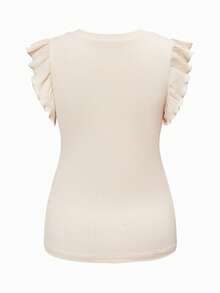 SHEIN 3pcs Maternity Casual Solid Color Ribbed Ruffle Armhole Fitted T-Shirts For Daily Commute, Summer - Multicolor - View 5