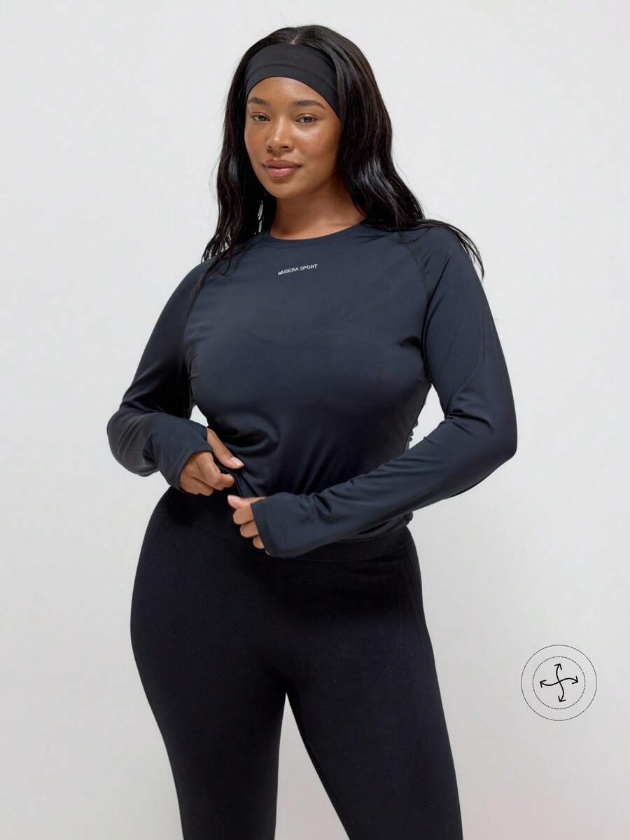 MUSERA 女士加大码运动T恤和背心 - 黑色 - 查看 1