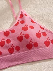Eraneu 2件套樱桃印花浪漫优雅无缝舒适内衣套装 - 粉色 - 查看 9