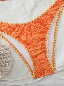 Swim Mod Women's Tropical Print Two Pieces Bikini Set, Casual Holiday - Multicolor - View 5