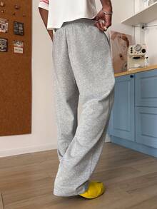 STEELVANCE Men's Casual Letter Print Drawstring Waist Pants - Flint Stone - View 3