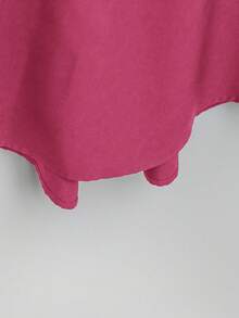 SHEIN Tall CURVE 大码女式法式休闲夏季短袖V领连衣裙 - 玫紅色 - 查看 4