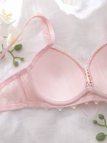 FairyFlirt Soutien-gorge à armatures avec décoration de dentelle contrastée, romantique pour femmes - Rose bonbon - Voir 8