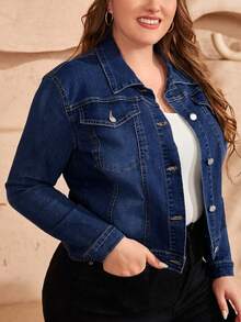 EMERY ROSE Veste en jean à manches longues pour femmes, décontractée et polyvalente, avec poches à rabat, pour le printemps et l'automne - Bleu azur - Voir 3