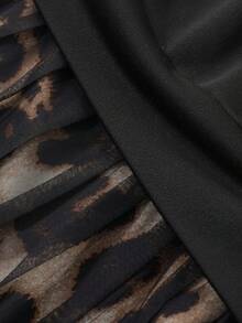 Dazy Tall 高个女式豹纹网纱拼接休闲长裙 - 彩色 - 查看 9