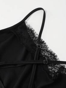 GlowEve CURVE Vestido de tirantes elegante con aplicaciones de encaje en talla grande y unicolor - Negro - Ver 7