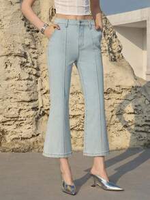 MOTF PREMIUM SLIM FIT CROPPED FLARE LEG JEANS, SPRING/SUMMER - Baby Blue - View 5