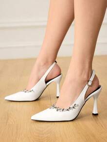 CUCCOO HITCHD Giày cao gót mũi nhọn đính đá lấp lánh dành cho nữ, kiểu dáng thanh lịch, sang trọng, lãng mạn, gợi cảm, phong cách Gothic, chất liệu da lộn màu đen, thích hợp cho váy dạ hội, dự đám cưới, tiệc trà chiều, hẹn hò, tiệc tùng, lễ hội, Halloween, Giáng sinh, Lễ Tạ ơn, sinh nhật. - trắng - Xem 7