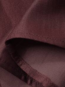 DAZY Women's Solid Color Waist Knot Shirt And Skirt Elegant Two Pieces Set - Burgundy - View 6