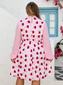 SHEIN CURVE+ Kích cỡ US22 (dành cho người có thân hình đầy đặn) Thích hợp cho lễ hội âm nhạc, kỳ nghỉ bên bờ biển, phong cách bohemian Pháp, váy đen thường ngày, váy sơ mi voan xếp ly viền gấu, trang phục tốt nghiệp. - Hồng - Xem 2