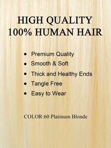 10Pcs Double Inject Hole Weft Hair Extension, Platinum Blonde Color Twin Tab, Natural Pull Through Micro Hair, Natural Look Hairpiece For Salon Natural High Quality Real Remy Human Hair - Multicolor - View 2