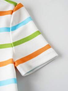 SCOOBY-DOO X SHEIN Toddler Boys' Minimalist Print Round Neck Short Sleeve Shorts Snug Fit Pajamas - White - View 6