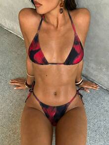 Aloruh 女士夏季新款扎染印花比基尼套装，性感派对音乐节泳装，海滩度假装 - 彩色 - 查看 1