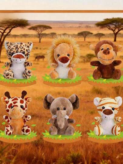 POKOJA LAND - BESTSELLERS 6Pcs Small Stuffed Animals Bulk, Mini Forest Animal Plush Toys, 4.5 Inch Cute Plush Animals, Suitable For Animal Theme Party, Easter Gifts, Festival Decor, Kids Gifts, Birthday Gifts