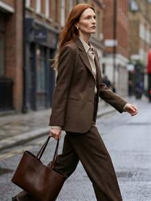 Aveloria Modichic Nuevo diseño de estilo elegante, blazer casual de manga larga con espiga y dobladillo de falda - Multicolor - Ver 8