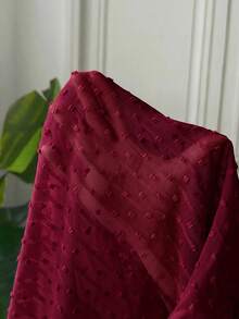 SHEIN Frenchy Plus Size Elegant Swiss Polka Dot Ruffle Hem Blouse, Summer - Burgundy - View 8
