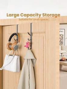 免钻孔碳钢门钩 - 节省空间的垂直毛巾架，适用于浴室、卧室、衣柜收纳 - 豎排掛鉤 - 查看 8