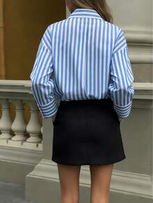 NOVVYNE Women's Casual Elegant Striped Cardigan - Blue and White - View 2