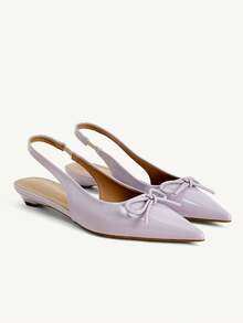 CUCCOO CHICEST 女士鞋履春夏新款甜美蝴蝶结装饰尖头平底简约时尚漆皮紫色女鞋通勤购物日常约会百搭鞋 - 紫色 - 查看 10