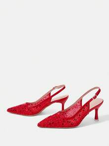 CUCCOO HITCHD Zapatos de tacón para mujer - Rojo - Ver 10