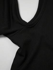Manfinity Men's Autumn Minimalist Sexy Solid Color Off-Shoulder High Neck Tight Long Sleeve T-Shirt - Black - View 6