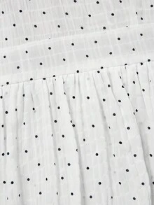 Trelyra Women's Elegant Vacation Sexy Spaghetti Strap V-Neck Backless Tie Ruffle Polka Dot Blouse - White - View 3