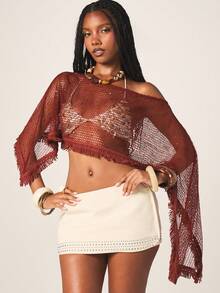 MISSGUIDED Chân váy denim siêu ngắn cạp cao với đinh tán kim loại bạc, ôm sát cơ thể, thích hợp cho lễ hội, mùa hè, đi biển, câu lạc bộ. - Màu be - Xem 5