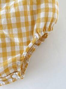 SHEIN Baby Girls' Casual Fashionable Plaid Ruffle Strap Romper, Cute Princess Style, Suitable For Spring/Summer Outdoor, Daily, Travel Wear - Multicolor - View 8