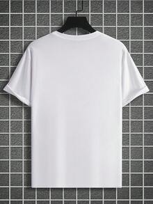 Manfinity RSRT 男士休闲椰树印花圆领短袖T恤，适合夏季海滩度假 - 白色 - 查看 3