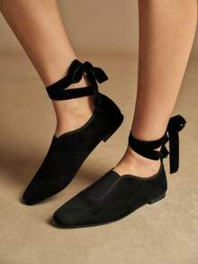 Rosivie Women's Square Toe Casual Versatile Fashion Shoes - Black - View 4