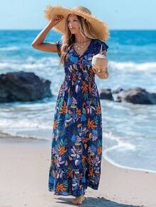 Sylviya 女士休闲短袖度假印花连衣裙 - 彩色 - 查看 4