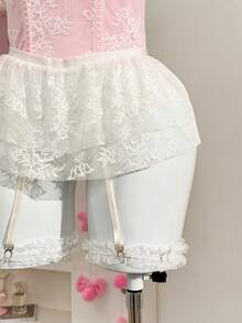 PetitDoll Conjunto de 3 piezas de mono de mujer con parches de encaje, divertido, lindo y sexy - Rosa - Ver 8