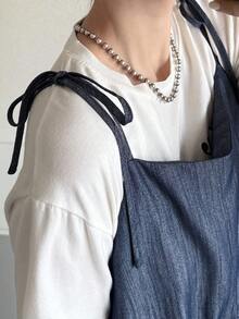 FRIFUL 女士吊带阔腿连体裤，腰部荷叶边蕾丝拼接 - 藍色 - 查看 3