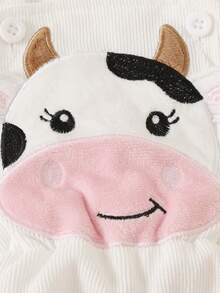 SHEIN Playful Pals Baby Girl Spring&Autumn Cute Style ,Interlocking Bobysuit &Bee Pattern Dress Give Headband - Black - View 8