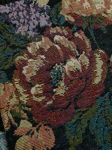 Sweetra 大码宫廷风提花拼布长袖连衣裙 - 黑色 - 查看 3