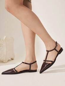 CUCCOO CHICEST Women Shoes Spring And Summer New Elegant Pointed Toe Slingback Date Wear Office Commuter Women's Flat Shoes - Coffee Brown - View 4