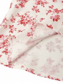 Linhara Summer Fashionable Casual Vacation French Retro Elegant Commuting Ruffled Floral Print Shirt - Pink - View 6