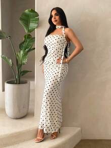 SHEIN SXY 波点无袖上衣和波点中长裙 - 彩色 - 查看 9