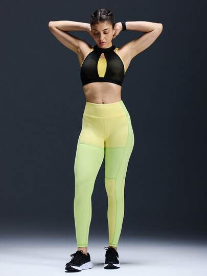 Powerista Women's Casual Contrast Color High Waist 7/8 Length Leggings