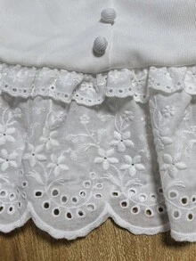 GlowEve New Spring/Summer Sweet & Spicy Elegant Casual Bandeau Embroidered Double Ruffle Splice Button Camisole Top, Designed Specifically For Women - White - View 4