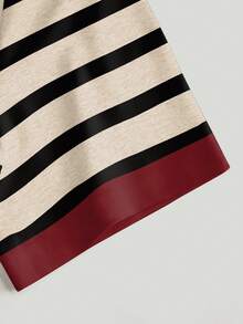 Lalippa 女士条纹印花圆领休闲百搭短袖上衣 - 彩色 - 查看 4