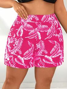 Swim SPRTY Quần đùi boxer cạp cao dáng rộng in họa tiết ngẫu nhiên dành cho nữ cỡ lớn, thích hợp mặc đi biển hoặc du lịch. - Hồng - Xem 1