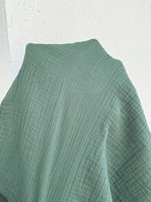 SHEIN 孕妇纯色V领褶皱后背系带设计休闲百搭日常衬衫 - 綠色 - 查看 8