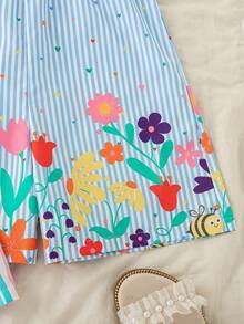 SHEIN Sparklyn 3pcs/Set Tween Girls Floral Print Jumpsuit, Loose Fit - Multicolor - View 4